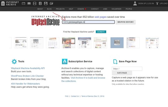 Wayback Machine - Histórico de Web (Análisis de competencia) - Imagen 1